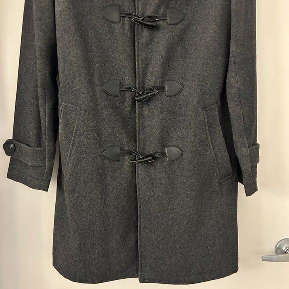 Forever 21 Men's Wool Blend Charcoal Gray Button Up Trench Duffle Peacoat XS - Picture 4 of 10